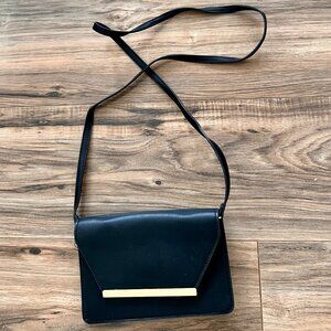 Small Crossbody Clutch Black and Gold Purse with Pockets and Removable Strap